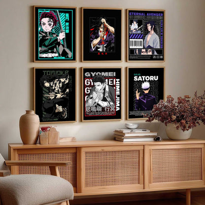 Japanese Anime Characters Big Aesthetic Wall Art Paintings with Frame for Living Room Bedroom