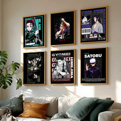 Japanese Anime Characters Big Aesthetic Wall Art Paintings with Frame for Living Room Bedroom