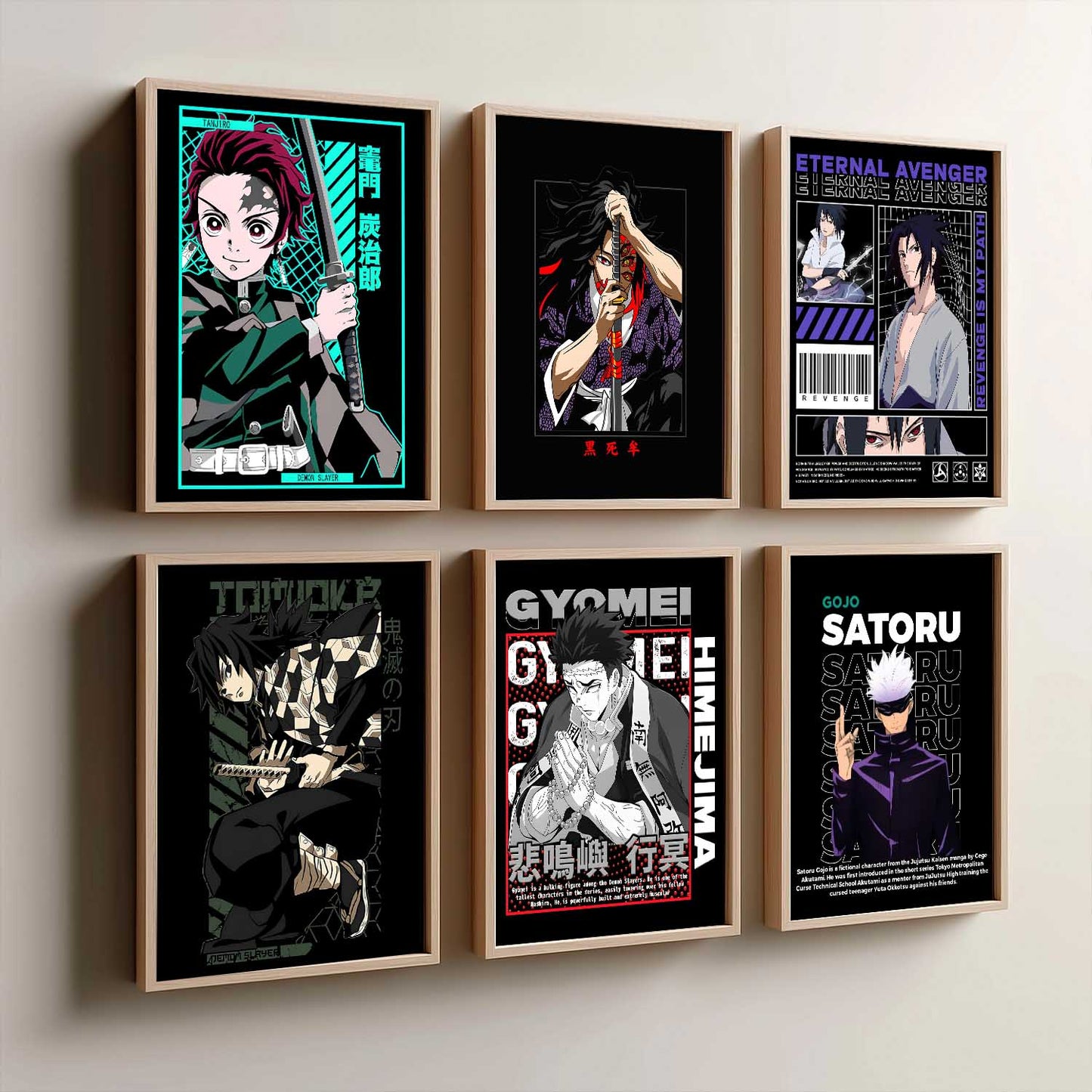 Japanese Anime Characters Big Aesthetic Wall Art Paintings with Frame for Living Room Bedroom