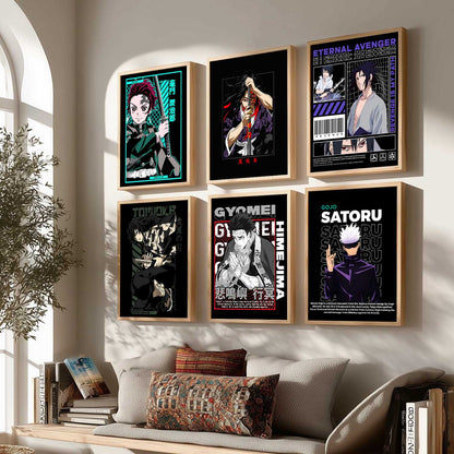 Japanese Anime Characters Big Aesthetic Wall Art Paintings with Frame for Living Room Bedroom