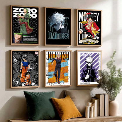 Japanese Anime Characters Big Aesthetic Wall Art Paintings with Frame for Living Room Bedroom