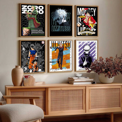 Japanese Anime Characters Big Aesthetic Wall Art Paintings with Frame for Living Room Bedroom