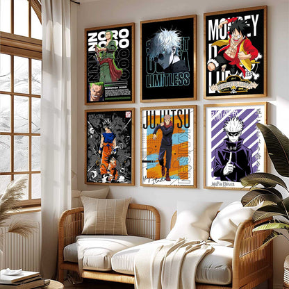 Japanese Anime Characters Big Aesthetic Wall Art Paintings with Frame for Living Room Bedroom