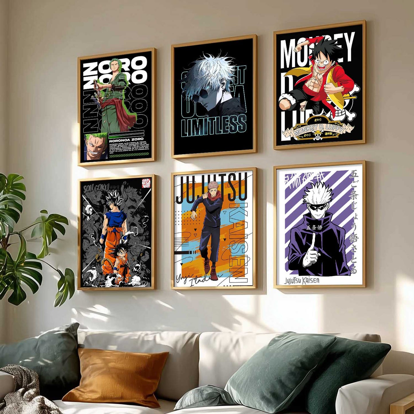 Japanese Anime Characters Big Aesthetic Wall Art Paintings with Frame for Living Room Bedroom