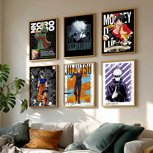 Japanese Anime Characters Big Aesthetic Wall Art Paintings with Frame for Living Room Bedroom