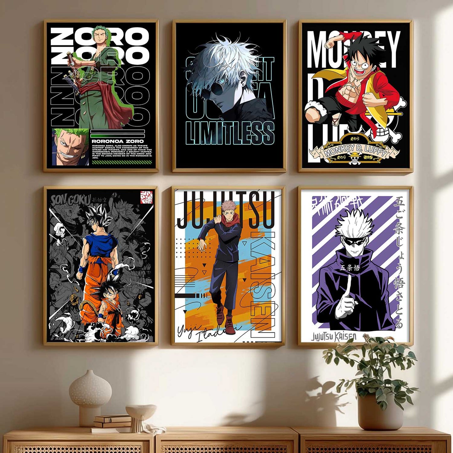 Japanese Anime Characters Big Aesthetic Wall Art Paintings with Frame for Living Room Bedroom