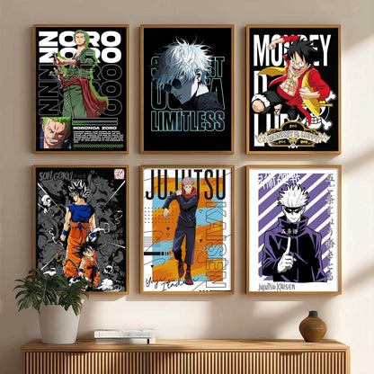 Japanese Anime Characters Big Aesthetic Wall Art Paintings with Frame for Living Room Bedroom