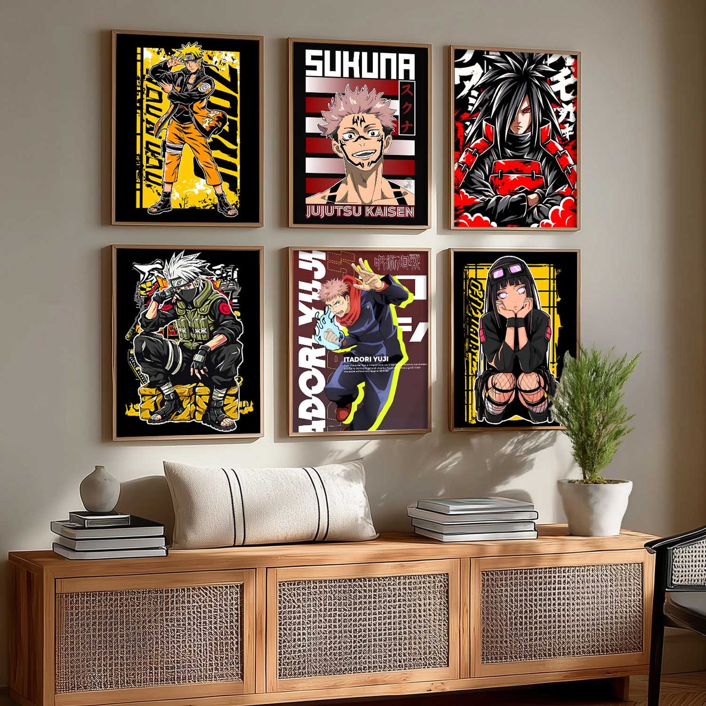 Japanese Anime Characters Big Aesthetic Wall Art Paintings with Frame for Living Room Bedroom