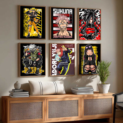 Japanese Anime Characters Big Aesthetic Wall Art Paintings with Frame for Living Room Bedroom