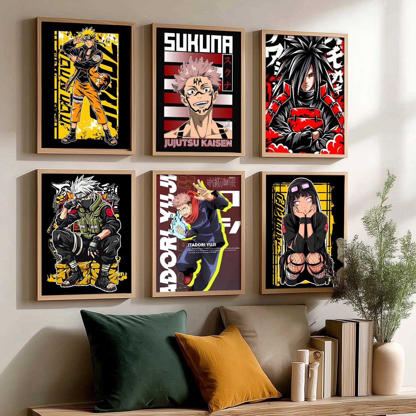 Japanese Anime Characters Big Aesthetic Wall Art Paintings with Frame for Living Room Bedroom