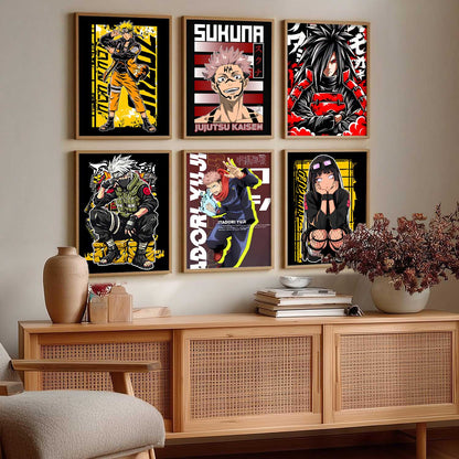 Japanese Anime Characters Big Aesthetic Wall Art Paintings with Frame for Living Room Bedroom