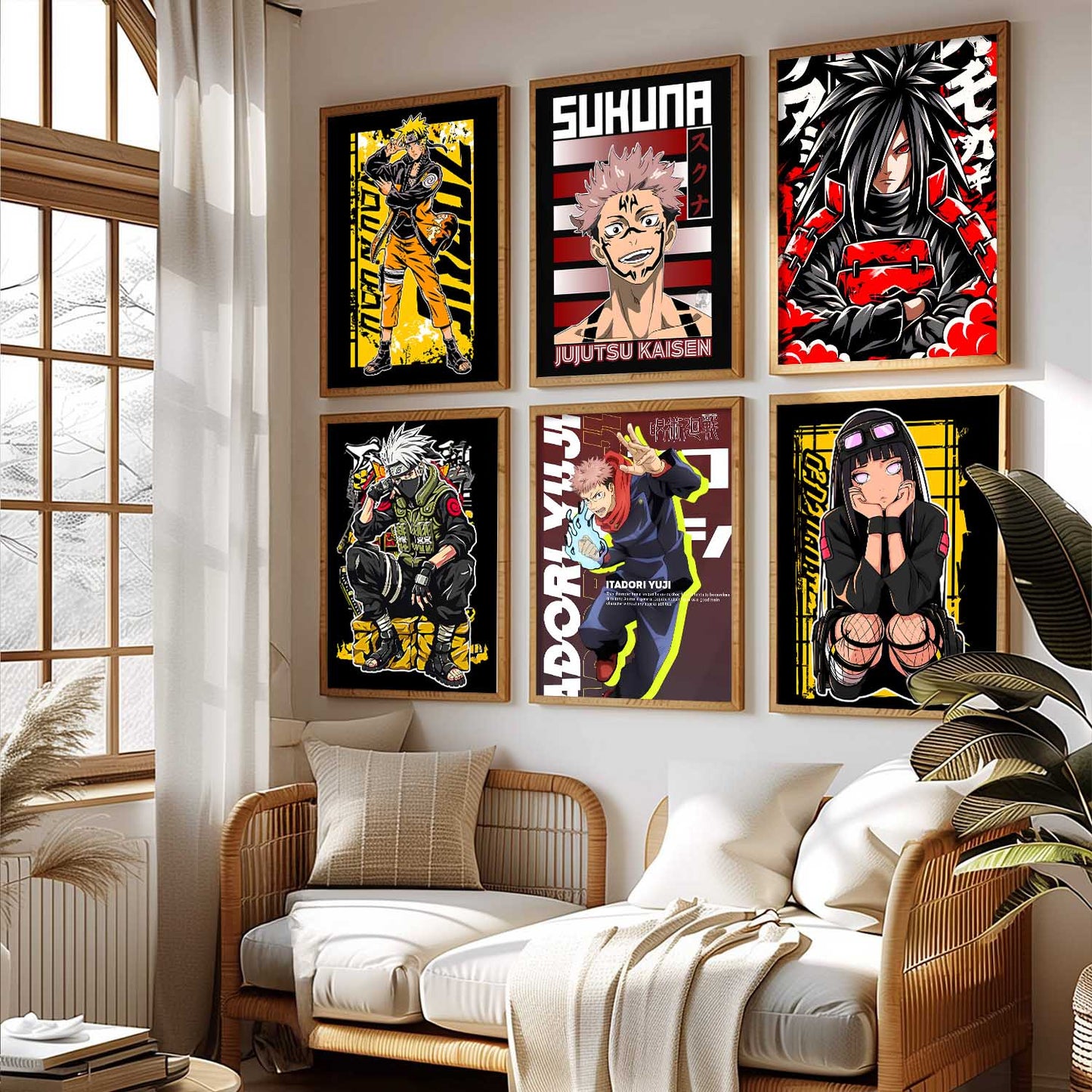 Japanese Anime Characters Big Aesthetic Wall Art Paintings with Frame for Living Room Bedroom