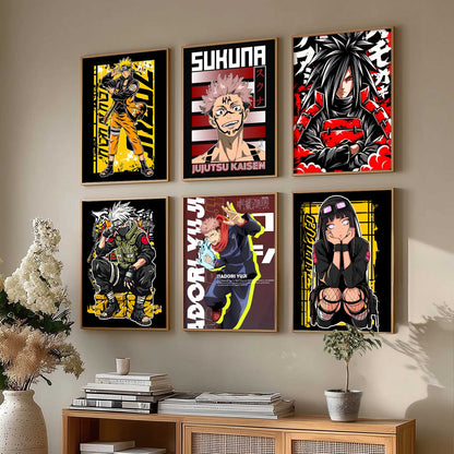 Japanese Anime Characters Big Aesthetic Wall Art Paintings with Frame for Living Room Bedroom