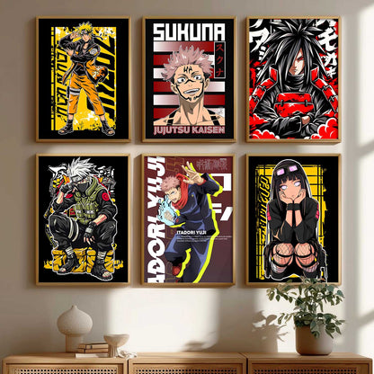 Japanese Anime Characters Big Aesthetic Wall Art Paintings with Frame for Living Room Bedroom