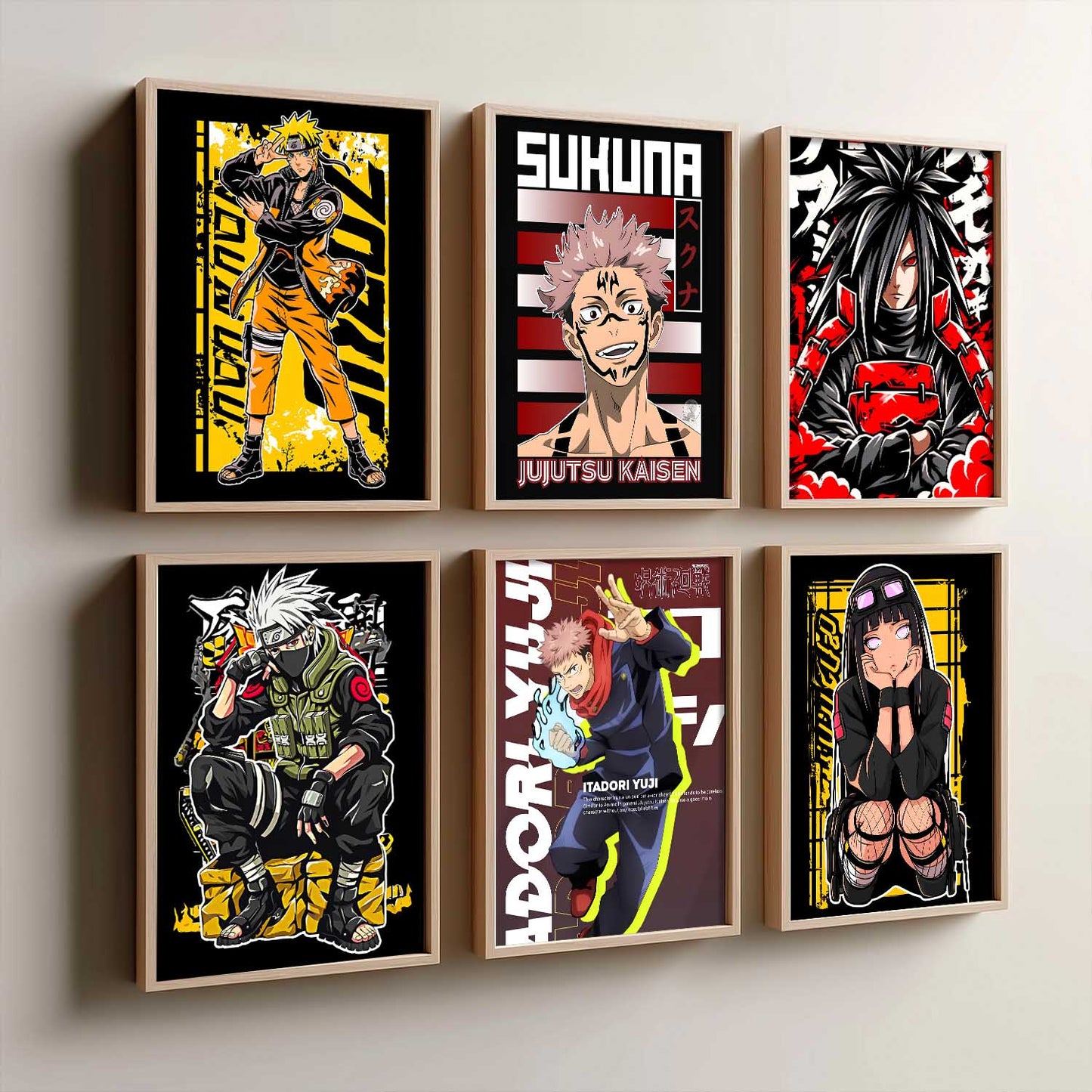 Japanese Anime Characters Big Aesthetic Wall Art Paintings with Frame for Living Room Bedroom