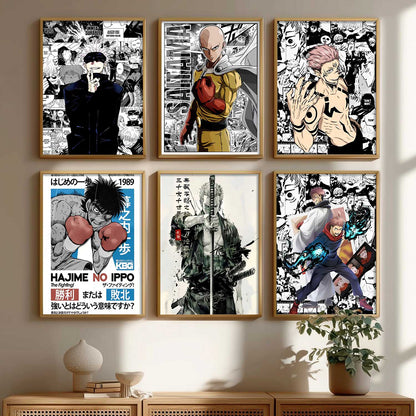 Japanese Anime Characters Big Aesthetic Wall Art Paintings with Frame for Living Room Bedroom