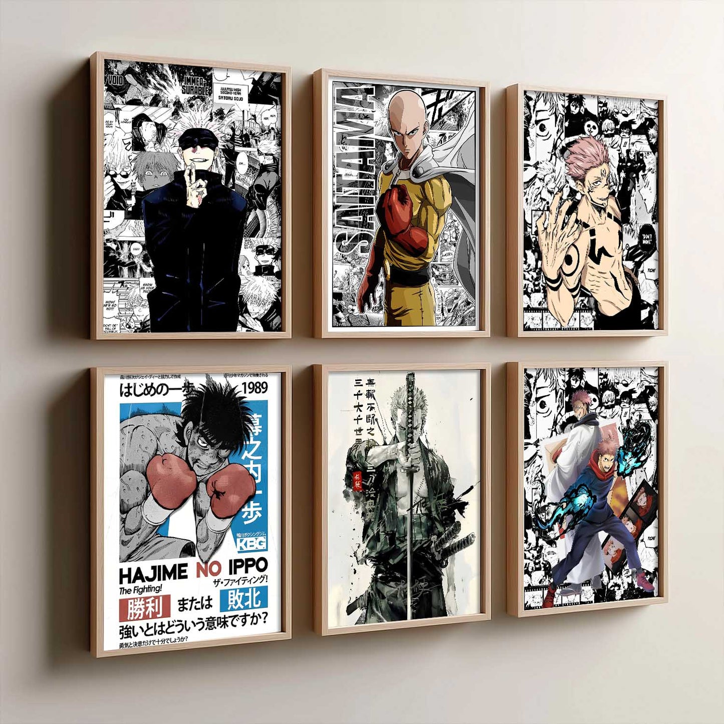 Japanese Anime Characters Big Aesthetic Wall Art Paintings with Frame for Living Room Bedroom