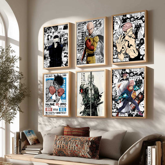 Japanese Anime Characters Big Aesthetic Wall Art Paintings with Frame for Living Room Bedroom