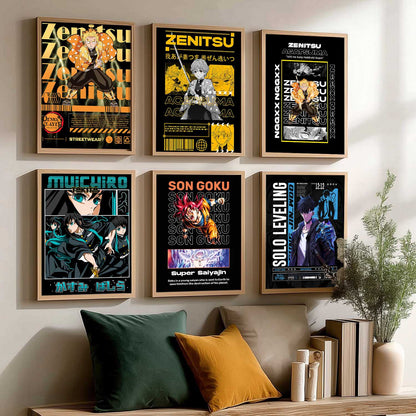 Japanese Anime Characters Big Aesthetic Wall Art Paintings with Frame for Living Room Bedroom