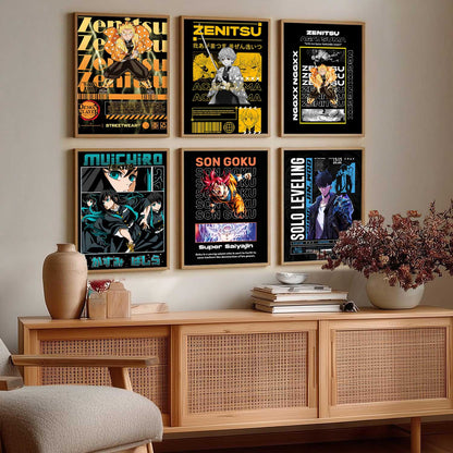 Japanese Anime Characters Big Aesthetic Wall Art Paintings with Frame for Living Room Bedroom