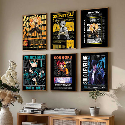 Japanese Anime Characters Big Aesthetic Wall Art Paintings with Frame for Living Room Bedroom