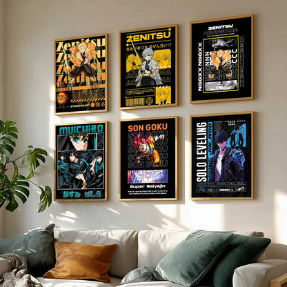 Japanese Anime Characters Big Aesthetic Wall Art Paintings with Frame for Living Room Bedroom