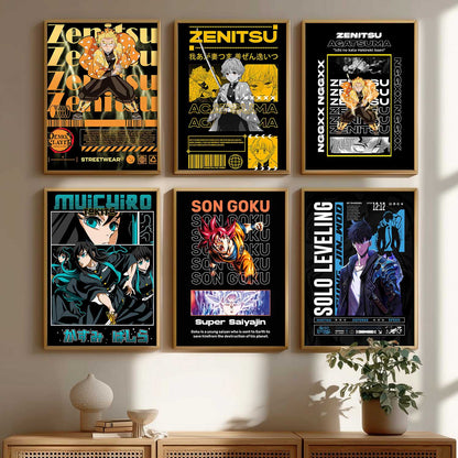 Japanese Anime Characters Big Aesthetic Wall Art Paintings with Frame for Living Room Bedroom