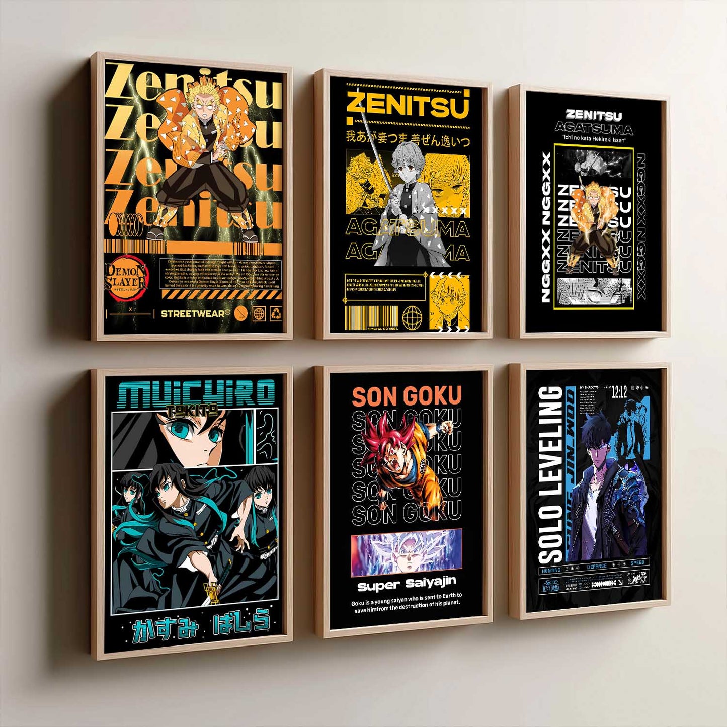 Japanese Anime Characters Big Aesthetic Wall Art Paintings with Frame for Living Room Bedroom