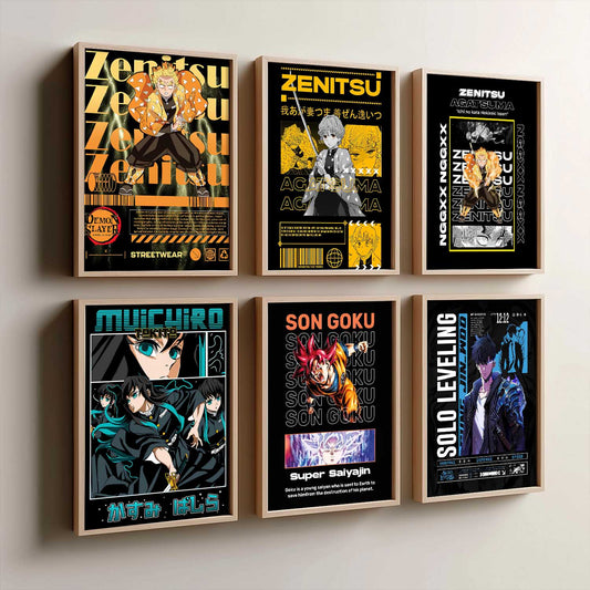 Japanese Anime Characters Big Aesthetic Wall Art Paintings with Frame for Living Room Bedroom