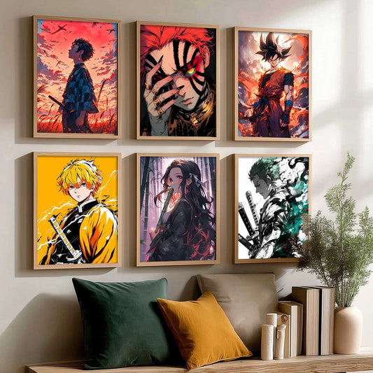 Japanese Anime Characters Big Aesthetic Wall Art Paintings with Frame for Living Room Bedroom