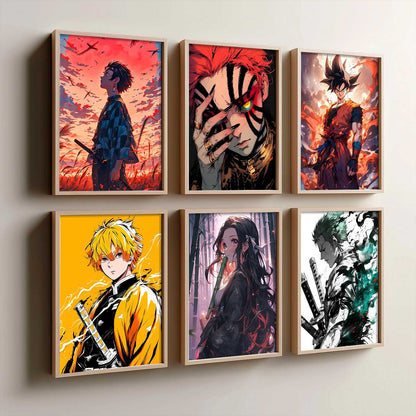 Japanese Anime Characters Big Aesthetic Wall Art Paintings with Frame for Living Room Bedroom