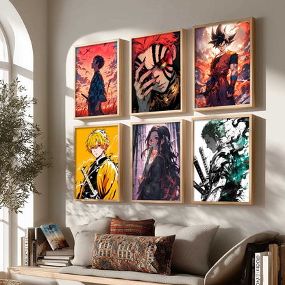 Japanese Anime Characters Big Aesthetic Wall Art Paintings with Frame for Living Room Bedroom