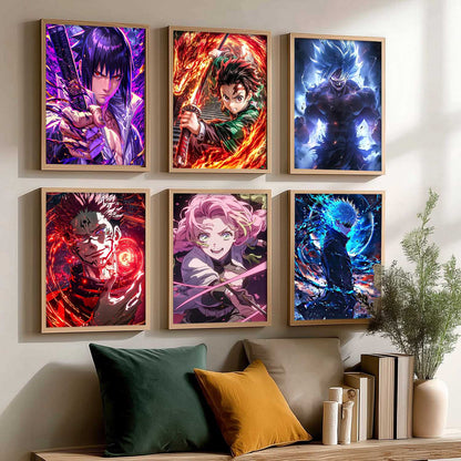Japanese Anime Characters Big Aesthetic Wall Art Paintings with Frame for Living Room Bedroom