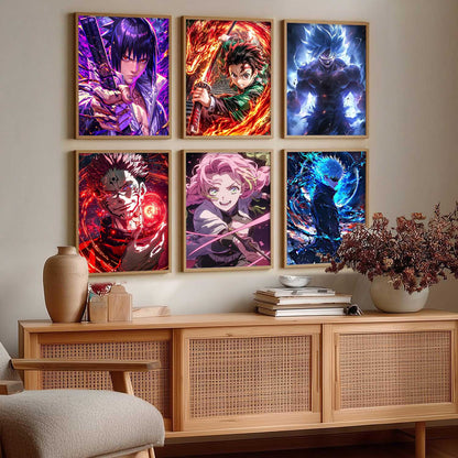 Japanese Anime Characters Big Aesthetic Wall Art Paintings with Frame for Living Room Bedroom