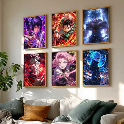 Japanese Anime Characters Big Aesthetic Wall Art Paintings with Frame for Living Room Bedroom