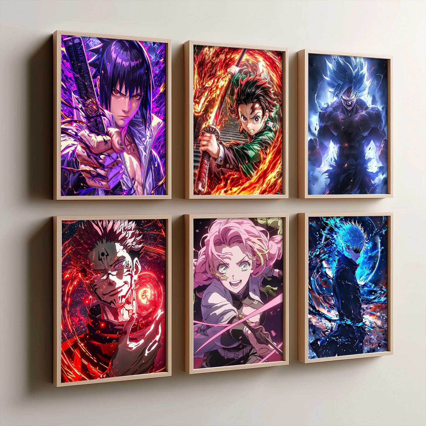 Japanese Anime Characters Big Aesthetic Wall Art Paintings with Frame for Living Room Bedroom