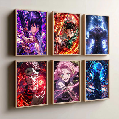Japanese Anime Characters Big Aesthetic Wall Art Paintings with Frame for Living Room Bedroom