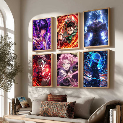 Japanese Anime Characters Big Aesthetic Wall Art Paintings with Frame for Living Room Bedroom
