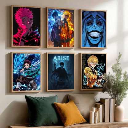 Japanese Anime Characters Big Aesthetic Wall Art Paintings with Frame for Living Room Bedroom