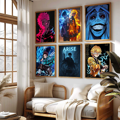 Japanese Anime Characters Big Aesthetic Wall Art Paintings with Frame for Living Room Bedroom