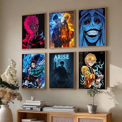 Japanese Anime Characters Big Aesthetic Wall Art Paintings with Frame for Living Room Bedroom
