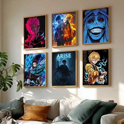 Japanese Anime Characters Big Aesthetic Wall Art Paintings with Frame for Living Room Bedroom
