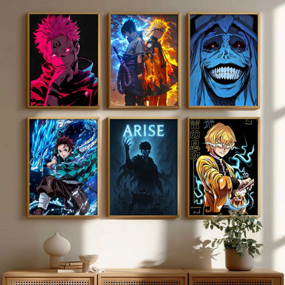 Japanese Anime Characters Big Aesthetic Wall Art Paintings with Frame for Living Room Bedroom