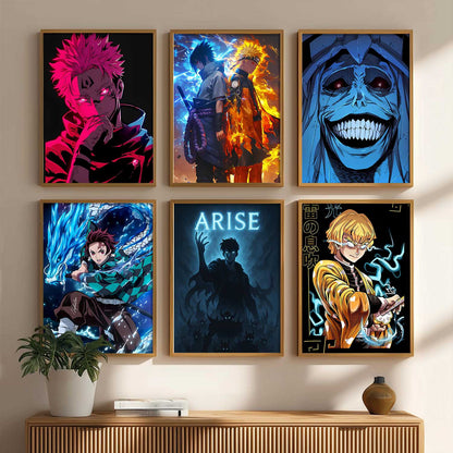 Japanese Anime Characters Big Aesthetic Wall Art Paintings with Frame for Living Room Bedroom