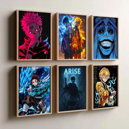 Japanese Anime Characters Big Aesthetic Wall Art Paintings with Frame for Living Room Bedroom
