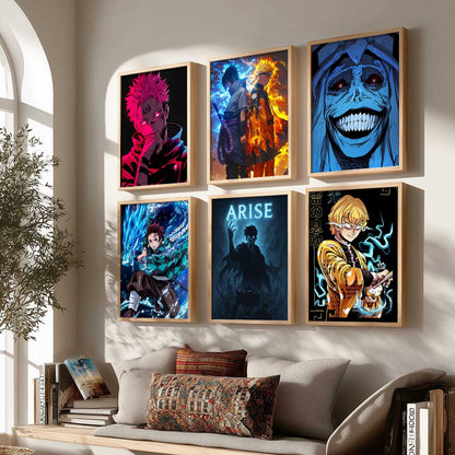 Japanese Anime Characters Big Aesthetic Wall Art Paintings with Frame for Living Room Bedroom