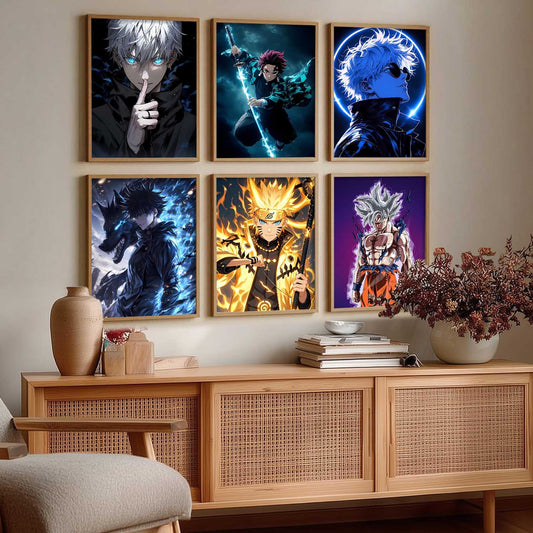 Japanese Anime Characters  Wall Art Paintings with Frame for Living Room Bedroom