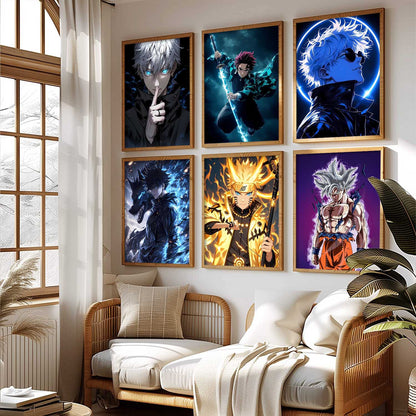 Japanese Anime Characters  Wall Art Paintings with Frame for Living Room Bedroom