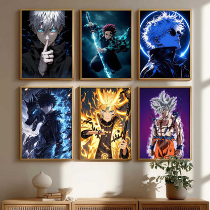 Japanese Anime Characters  Wall Art Paintings with Frame for Living Room Bedroom