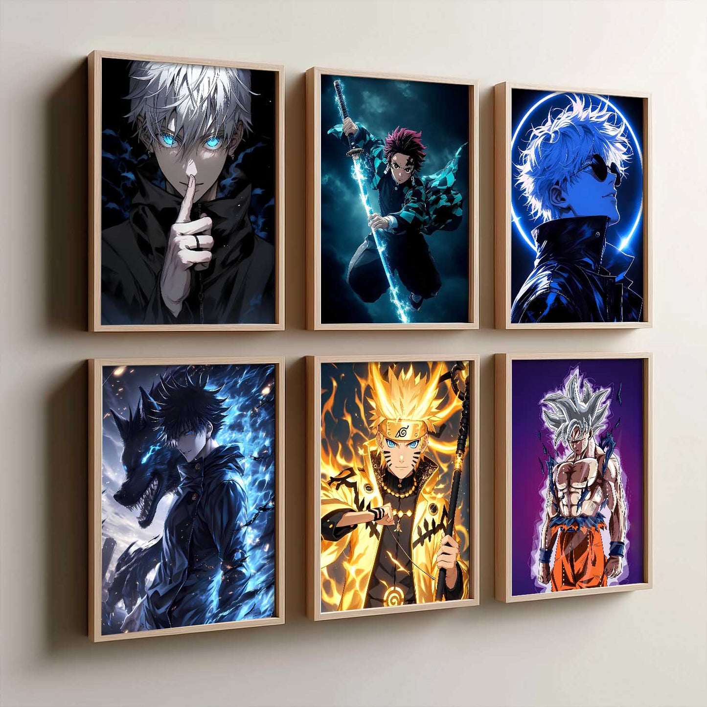 Japanese Anime Characters  Wall Art Paintings with Frame for Living Room Bedroom